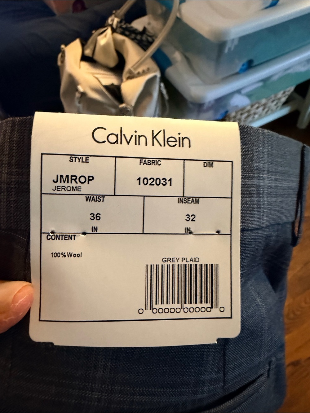 Calvin Klein Charcoal Gray Plaid Dress Pants - Picture 3 of 4
